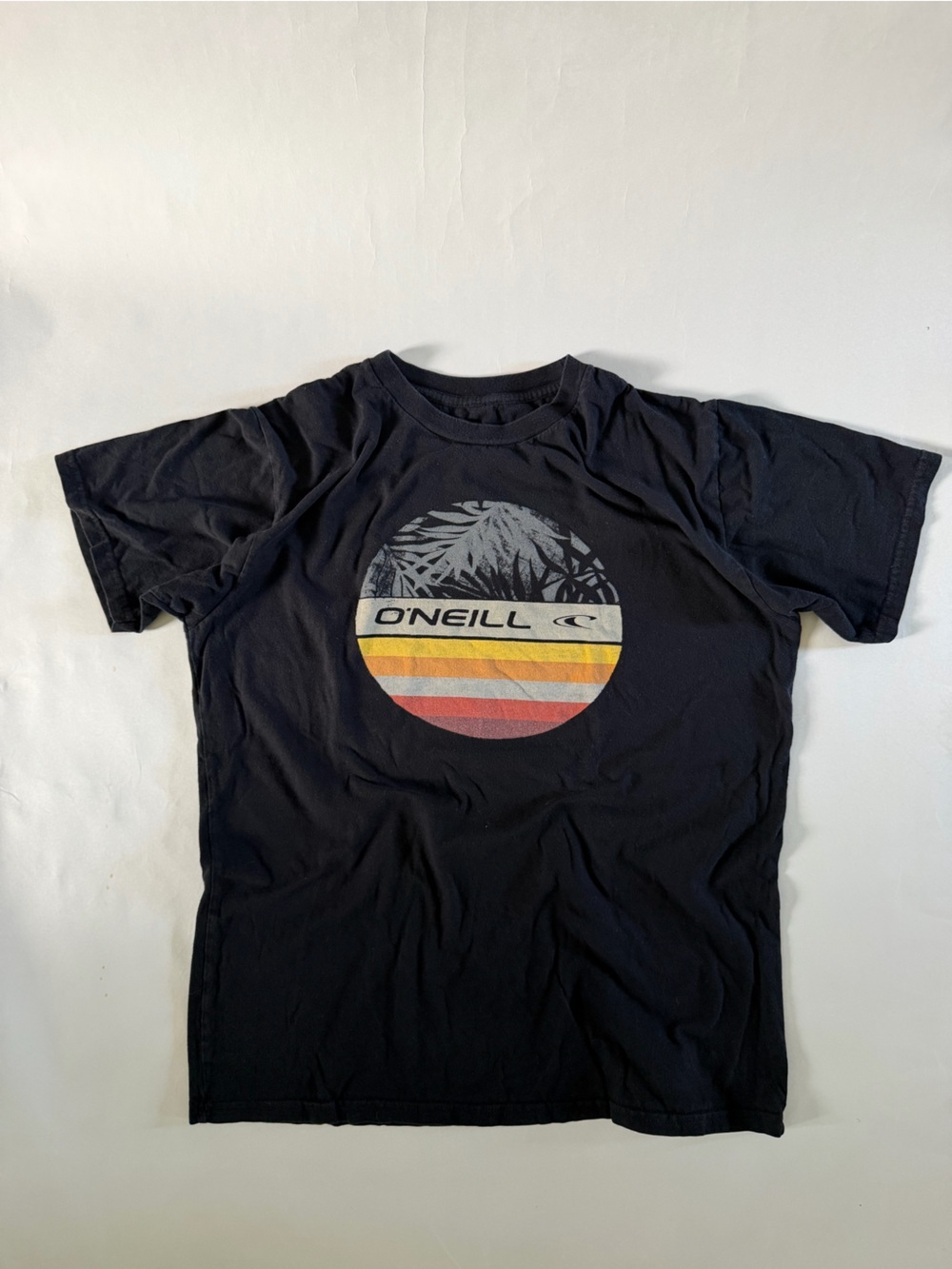 O'Neill Black Tee with Retro Sunset Graphic